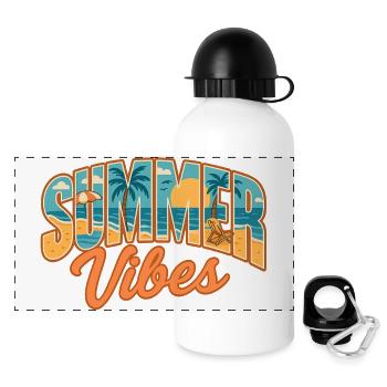 Urlaub am Meer | Sommerliche Atmosphäre | Muschel - Panorama Trinkflasche mit Deckel 500 ml - Weiß - Vorne