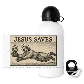 Jesus Saves – Divine LOLs - Panoramic Thermal Bottle with Lid 500 ml - white - Front