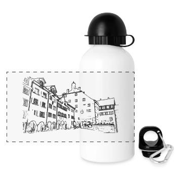Contour de la vieille ville de Wil - Suisse - Gourde panoramique avec couvercle 500 ml - blanc - Devant