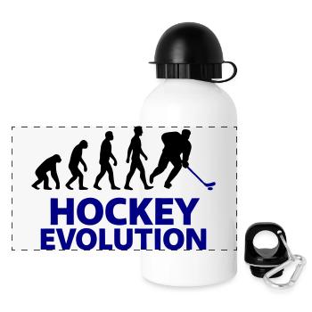 Hockey Evolution Spieler Geschenk Cool - Panorama Trinkflasche mit Deckel 500 ml - Weiß - Vorne