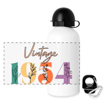 Jahrgang 1954 Blumen - Panorama Trinkflasche mit Deckel 500 ml - Weiß - Vorne
