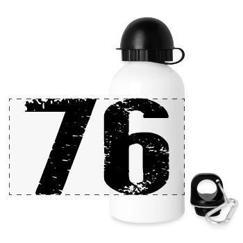 76 Zahl Trikot - Panorama Trinkflasche mit Deckel 500 ml - Weiß - Vorne