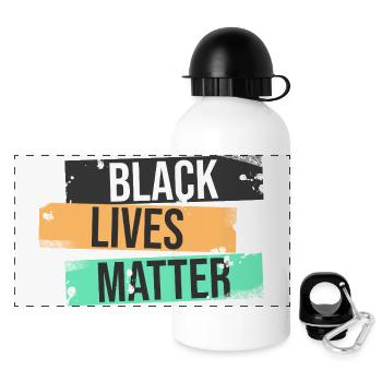 Black Lives Matter - Panorama Trinkflasche mit Deckel 500 ml - Weiß - Vorne