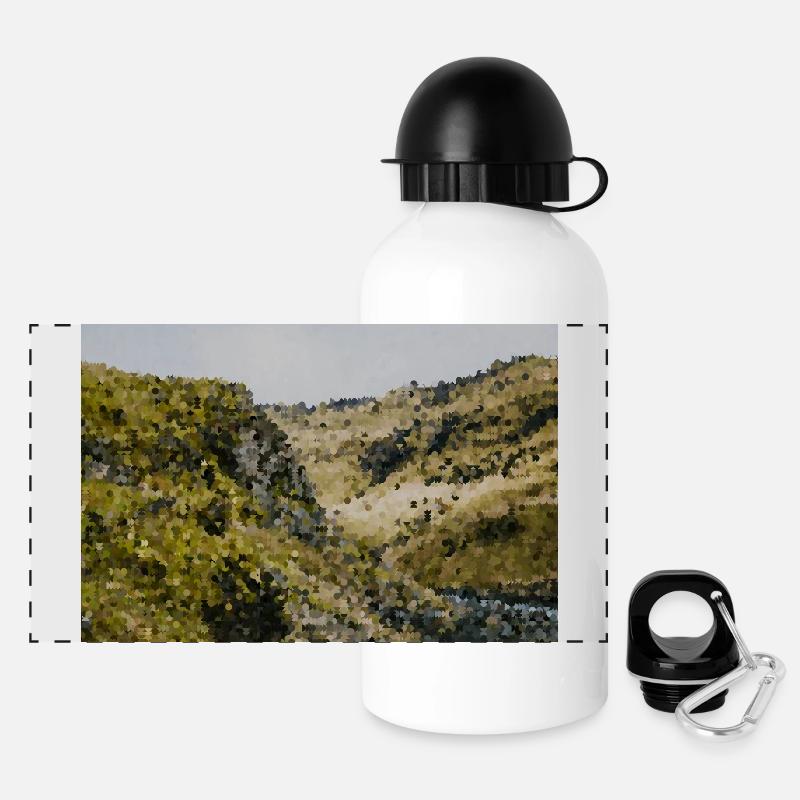 Toile de fond d’impression de pays de collines - Gourde panoramique avec couvercle 500 ml - blanc