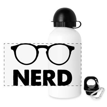 Brille Nerd - Panorama Trinkflasche mit Deckel 500 ml - Weiß - Vorne