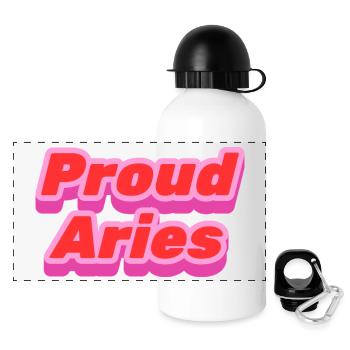 Proud Aries - stolzer Widder - Panorama Trinkflasche mit Deckel 500 ml - Weiß - Vorne