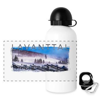 Winterlandschaft im Lavanttal - Panorama Trinkflasche mit Deckel 500 ml - Weiß - Vorne