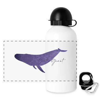 Sanfter Wal Blumendesign - Panorama Trinkflasche mit Deckel 500 ml - Weiß - Vorne