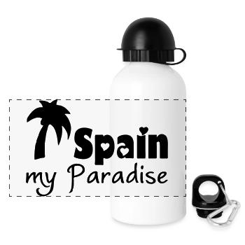Spain Paradise Spanien Urlaub Reise Geschenk - Panorama Trinkflasche mit Deckel 500 ml - Weiß - Vorne