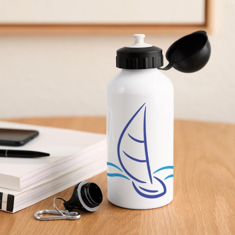 Sailing Boad And Waves Logo Panoramic Thermal Bottle with Lid 500 ml