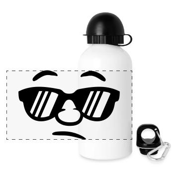 Cool sunglasses guy smiley face - Panoramic Thermal Bottle with Lid 500 ml - white - Front