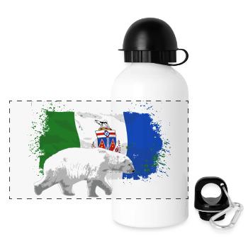 Yukon Flag - Polar Bear - Eisbär - Panorama Trinkflasche mit Deckel 500 ml - Weiß - Vorne