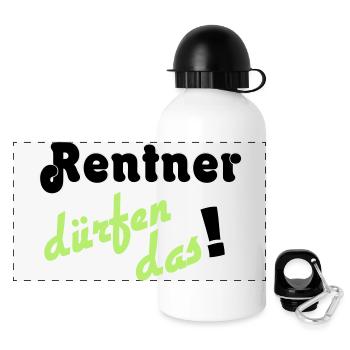 Rentner Spruch Neon Grün - Panorama Trinkflasche mit Deckel 500 ml - Weiß - Vorne