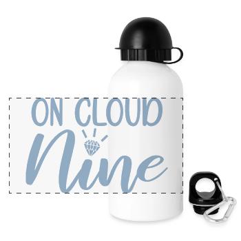 On Cloud Nine - Lustiges Junggesellinnenabschiedsgeschenk - Panorama Trinkflasche mit Deckel 500 ml - Weiß - Vorne
