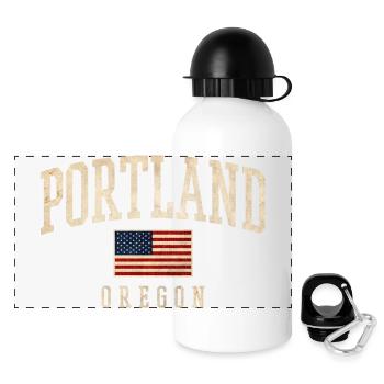 Portland Oregon Americana Flag - Panorama Trinkflasche mit Deckel 500 ml - Weiß - Vorne