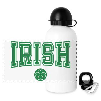 St. Patrick's Day Geschenk Kleeblatt Männer, Frauen, Kinder - Panorama Trinkflasche mit Deckel 500 ml - Weiß - Vorne