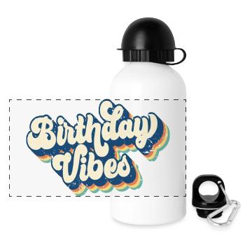 Birthday Vibes Matching Gruppe Geburtstagsparty Geschenk - Panorama Trinkflasche mit Deckel 500 ml - Weiß - Vorne