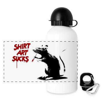 L’ART DE LA CHEMISE SUCE rats rouges Street Art - Gourde panoramique avec couvercle 500 ml - blanc - Devant