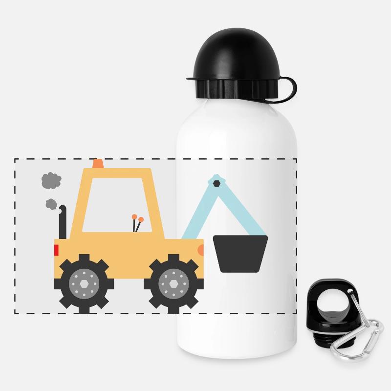 Yellow Digger - Panoramic Thermal Bottle with Lid 500 ml - white