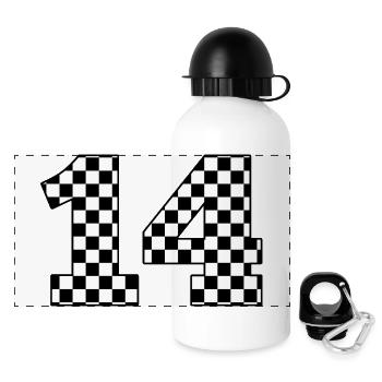 Nummer 14 plaid - Panorama Trinkflasche mit Deckel 500 ml - Weiß - Vorne