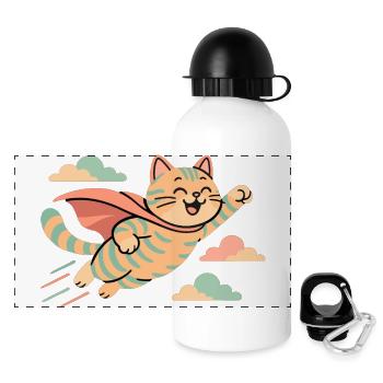 Super Cat British Shorthair Tiger Gift - Panoramic Thermal Bottle with Lid 500 ml - white - Front