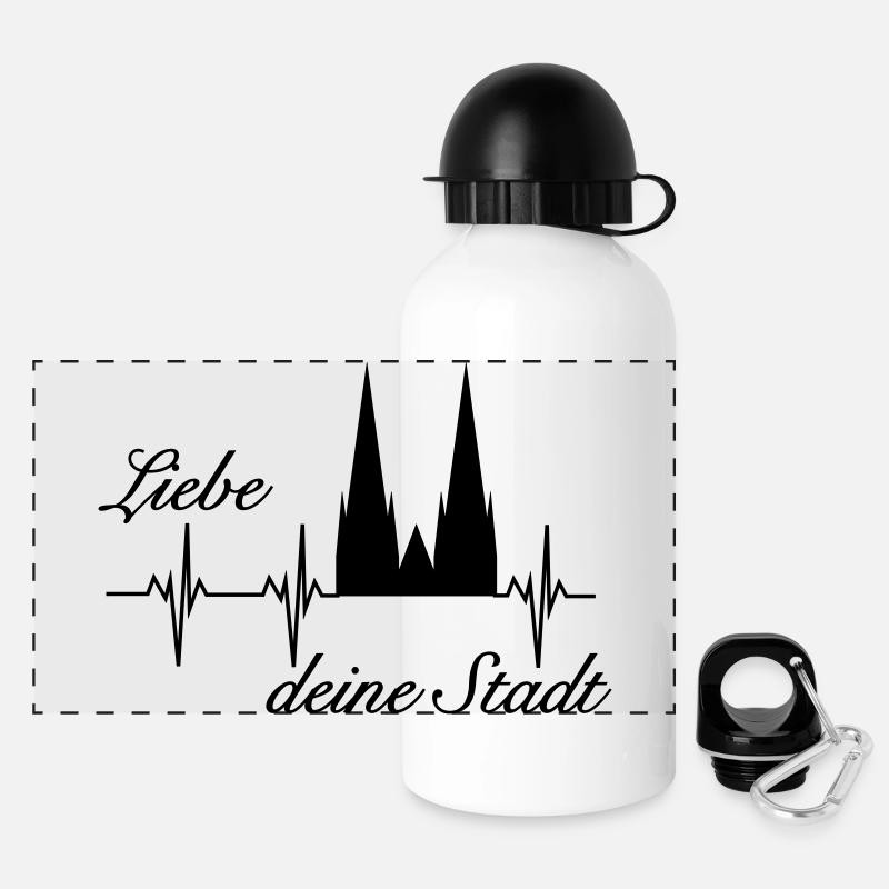 Köln Herzschlag - Panorama Trinkflasche mit Deckel 500 ml - Weiß