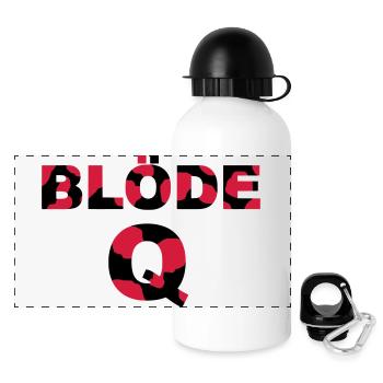 blöde Q, blöde Kuh - Panorama Trinkflasche mit Deckel 500 ml - Weiß - Vorne