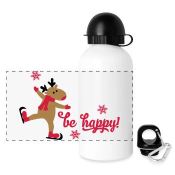 Weihnachten - Panorama Trinkflasche mit Deckel 500 ml - Weiß - Vorne