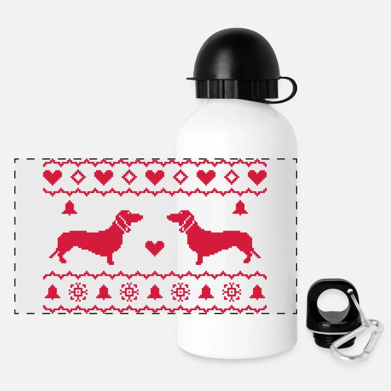 X-Mas Dackel - Panoramic Thermal Bottle with Lid 500 ml - white