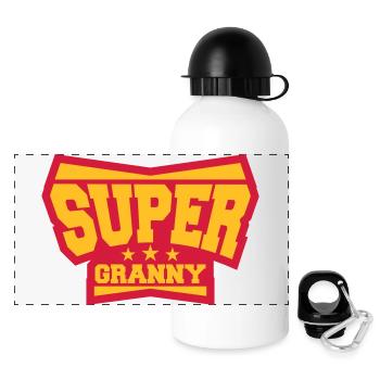 Super Granny Grandma Hero Logo - Panorama Trinkflasche mit Deckel 500 ml - Weiß - Vorne