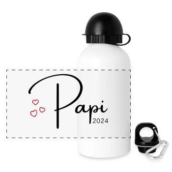 Papi 2024 - Panorama Trinkflasche mit Deckel 500 ml - Weiß - Vorne