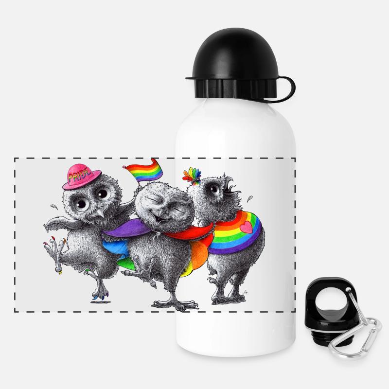 Happy Dancing Pride Owls - Panoramic Thermal Bottle with Lid 500 ml - white
