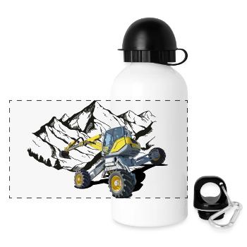 Bagger, Schreitbagger für schwieriges Gelände - Panorama Trinkflasche mit Deckel 500 ml - Weiß - Vorne