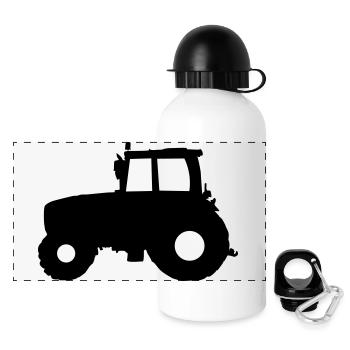 Traktor Trecker - Panorama Trinkflasche mit Deckel 500 ml - Weiß - Vorne