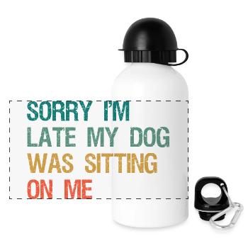 Sorry I'm Late My Dog Was Sitting On Me Retro - Panoramic Thermal Bottle with Lid 500 ml - white - Front