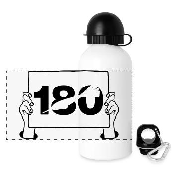 180 Enseigne d’éventail de fléchettes, cent quatre-vingt, Darts Junkie - Gourde panoramique avec couvercle 500 ml - blanc - Devant