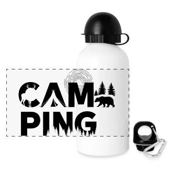 Campingzauber im Wald - Panorama Trinkflasche mit Deckel 500 ml - Weiß - Vorne