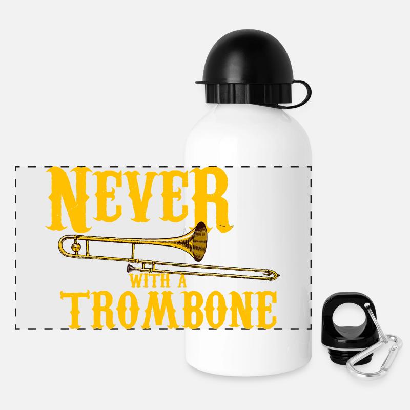 Ne comprend jamais : Trombone Girl - Gourde panoramique avec couvercle 500 ml - blanc
