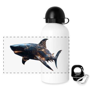 Cybershark – Futuristic Power of the Deep - Panoramic Thermal Bottle with Lid 500 ml - white - Front