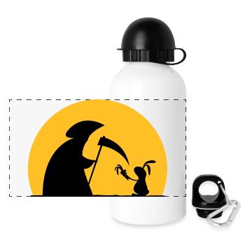 Hase Kaninchen Möhre Tod Sensenmann Karotte bunny - Panorama Trinkflasche mit Deckel 500 ml - Weiß - Vorne