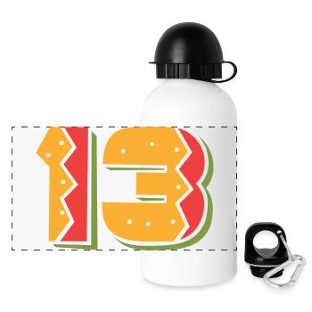 Burger Number 13 - 13 Years Old 13th Birthday Gift - Panoramic Thermal Bottle with Lid 500 ml - white - Front