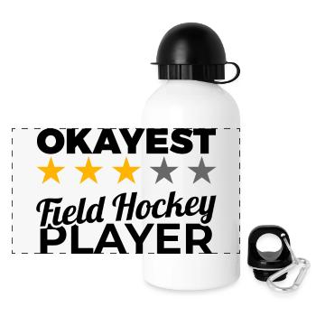 Funny field hockey player - Panoramic Thermal Bottle with Lid 500 ml - white - Front