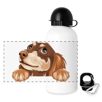 Träumender spähender Dackel - Panorama Trinkflasche mit Deckel 500 ml - Weiß - Vorne