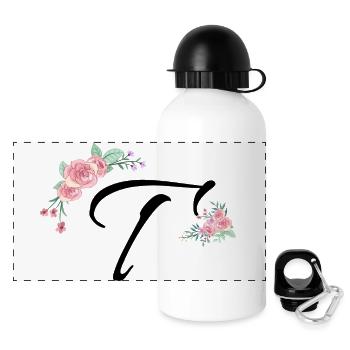 Lettre t fleurs - Gourde panoramique avec couvercle 500 ml - blanc - Devant