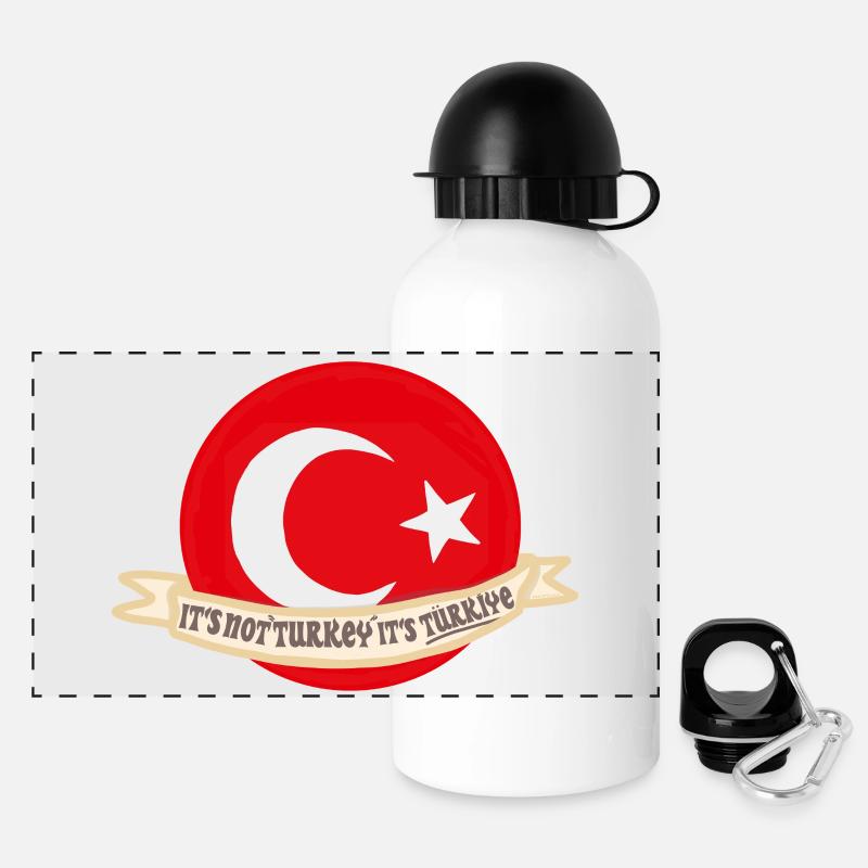 Turkey Turkiye Erdogan - Panoramic Thermal Bottle with Lid 500 ml - white