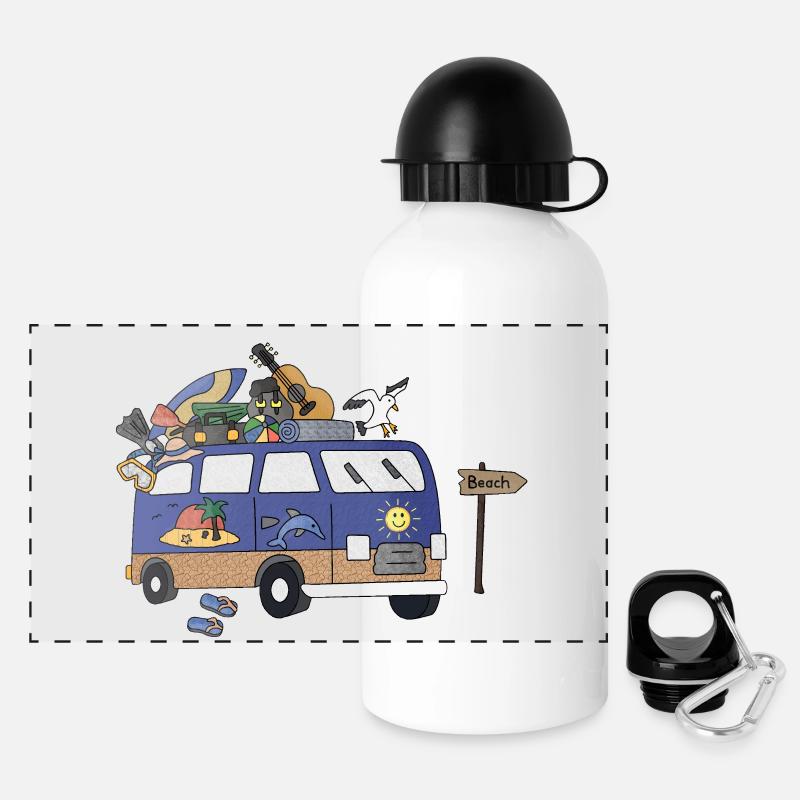 Beach Camper Life - Panoramic Thermal Bottle with Lid 500 ml - white