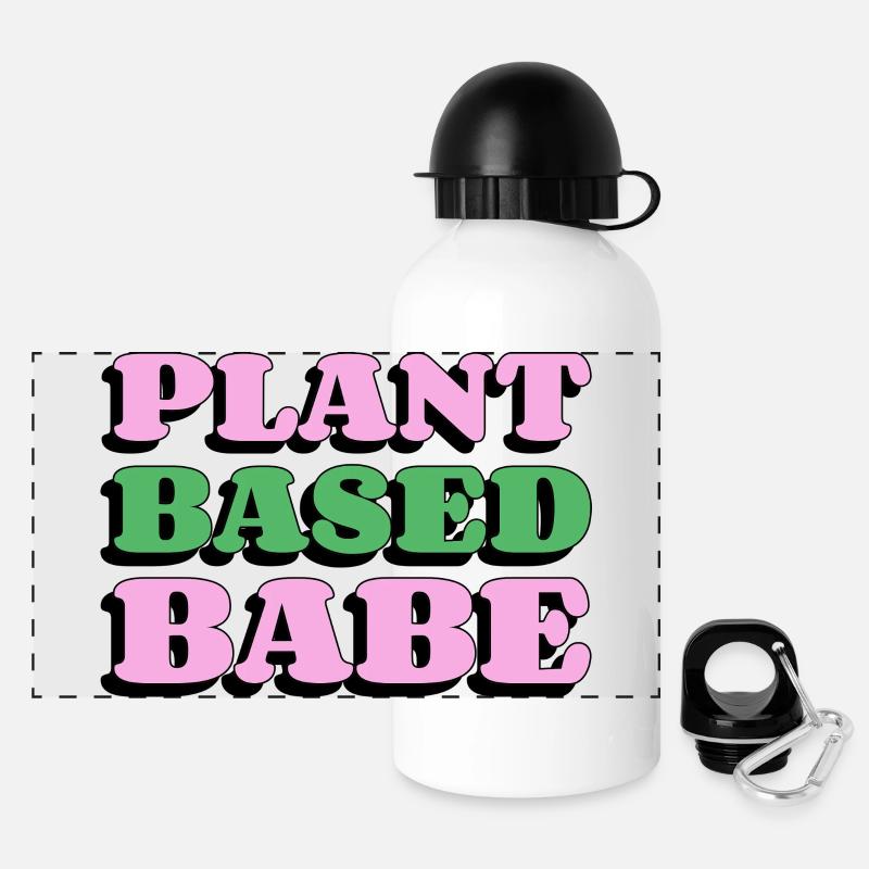 Plant Based Babe - Panorama Trinkflasche mit Deckel 500 ml - Weiß