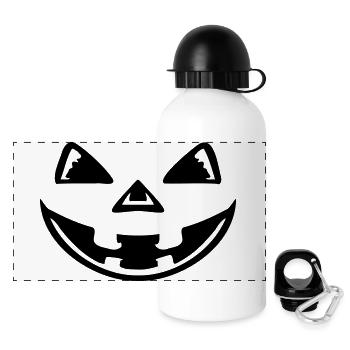 Kürbis Gesicht Halloween Gruselig Lächeln Jack Fun - Panorama Trinkflasche mit Deckel 500 ml - Weiß - Vorne