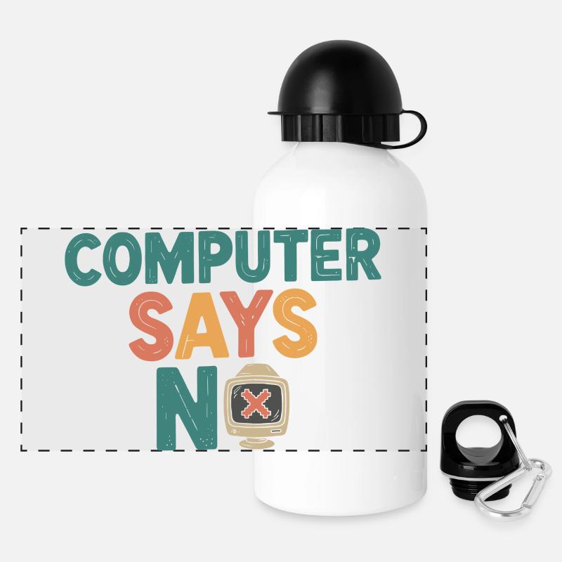 Retro Computer Says No - Panoramic Thermal Bottle with Lid 500 ml - white