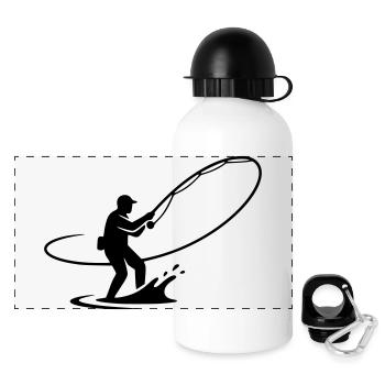 Dynamischer Angler Auswurf Rute Vektor - Panorama Trinkflasche mit Deckel 500 ml - Weiß - Vorne